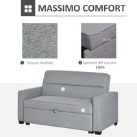 Divano Letto 2 Posti 154x87x89 cm in Tessuto Grigio