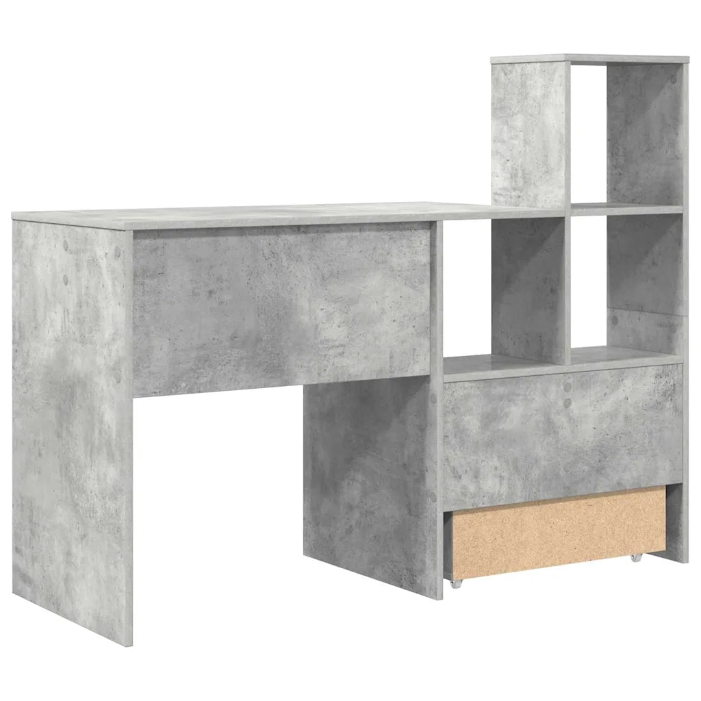 vidaXL Scrivania con cassetto Grigio cemento 131.5 x 50 x 106.5 cm