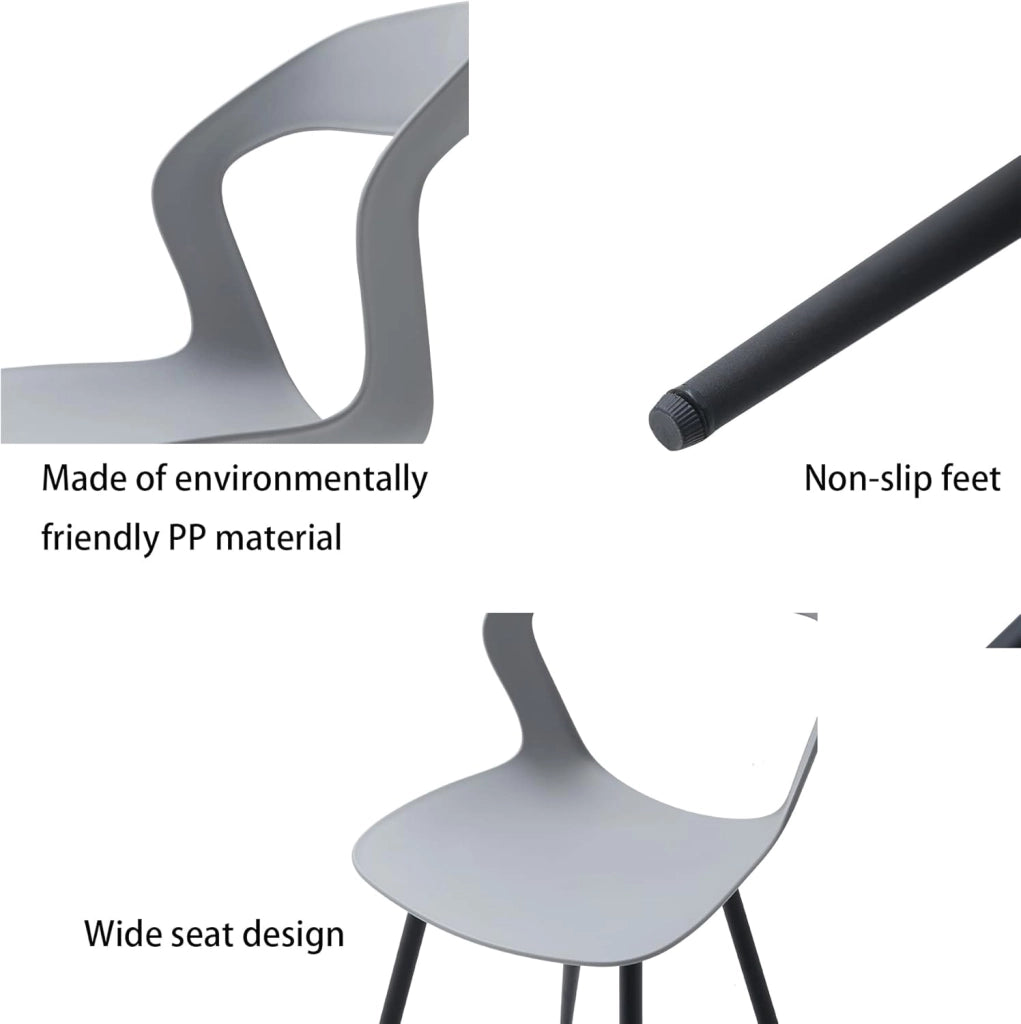 GrandCA HOME Set di 4 Sedie da Pranzo o Sedia da Ufficio con Gambe in Metallo, Sedie da Cucina per Soggiorno, Sala da Pranzo, Sala Riunioni, Grigio+Nero