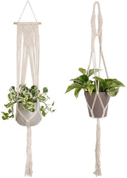 Set di 2 decorazioni per la casa in stile boho con macramé, contenente due vasi penzolanti in cotone con chiodi, decorazioni per la camera da letto in stile boho, vasi penzolanti per piante per decorazione del balcone (crème 2)