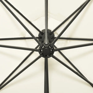 Ombrellone a Sbalzo con Palo e Luci a LED Sabbia 300 cm 312336