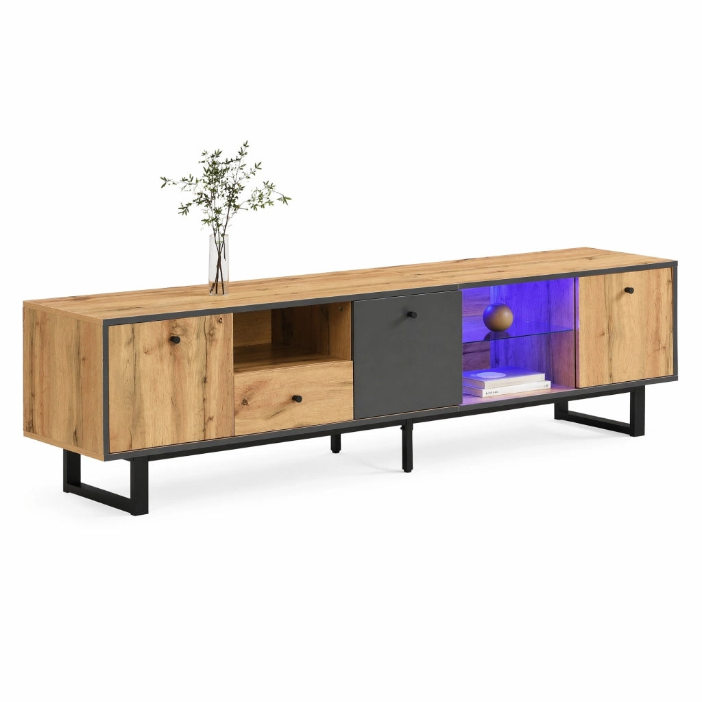 Mobile TV moderno 190 cm con LED, ante e cassetto