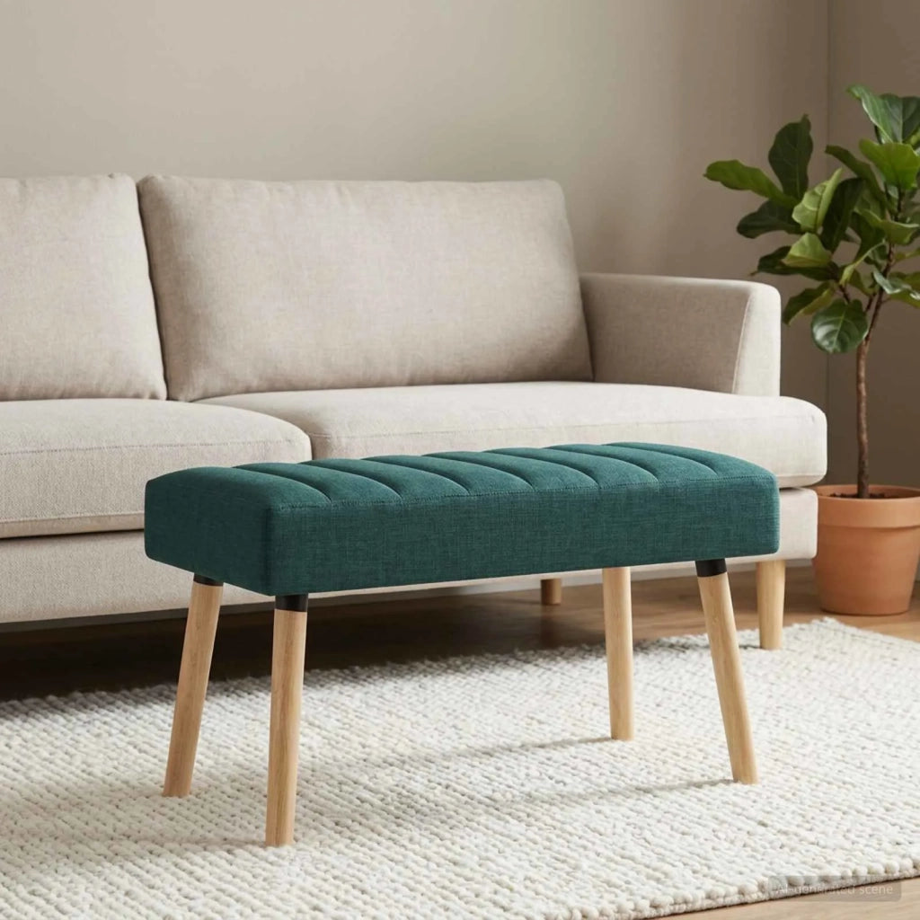 Panchina trapuntata a canale Verde Scuro 80 x 40 x 46 cm 42038478
