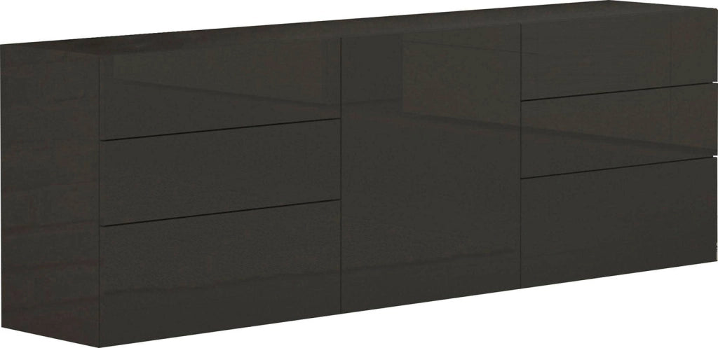 Credenza 1 Anta + 6 Cassetti 170x40x73 cm Metis Antracite Lucido