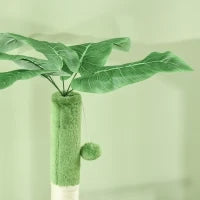 Albero per Gatti Multilivello con Amaca, Tiragraffi, Pallina e Foglie Decorative, 49x49x142 cm, Verde