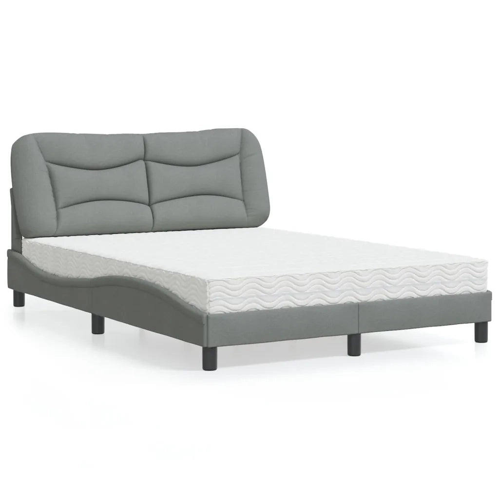Letto con Materasso Hvar Grigio Chiaro 140x200cm Tessuto
