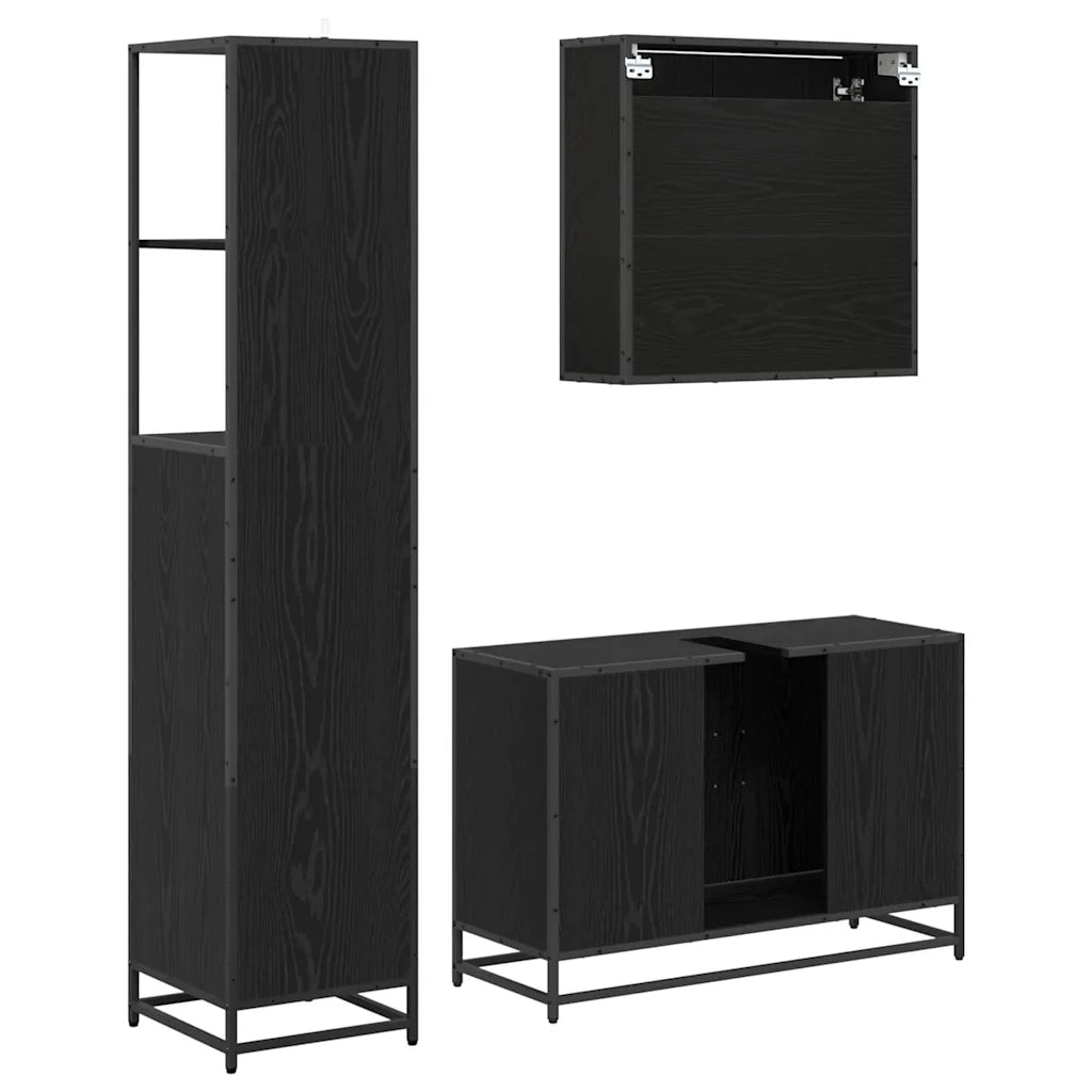 Set di mobili per il bagno con cassetto 3 pcs Legno vecchio 3402453