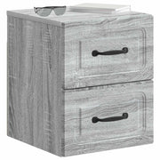 Set di 2 Comodini | Armadio da Notte | Mobiletto da notte a muro Grigio Sonoma 34,5 x 33 x 40 cm