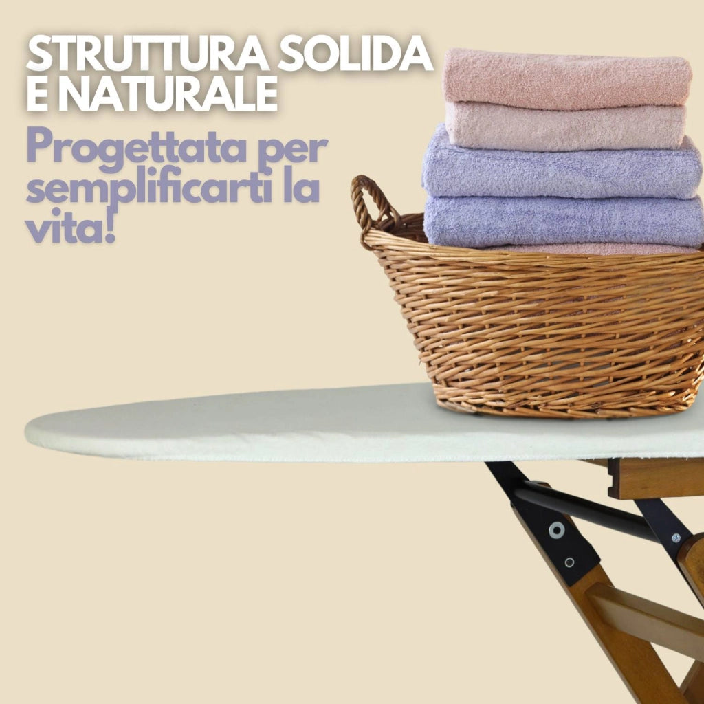 Marvin Asse da Stiro Lara Richiudibile con Ruote e Ripiano Porta Biancheria Robusto Pieghevole Salvaspazio Made in  Noce