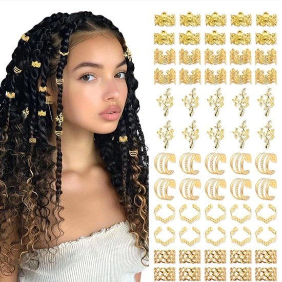 60 pezzi di accessori per capelli dreadlock, clip per capelli, accessori per capelli pirata, pezzi per capelli vlechti, accessori per capelli in oro, clip per capelli per capelli vlechti, adatti per uomini e donne