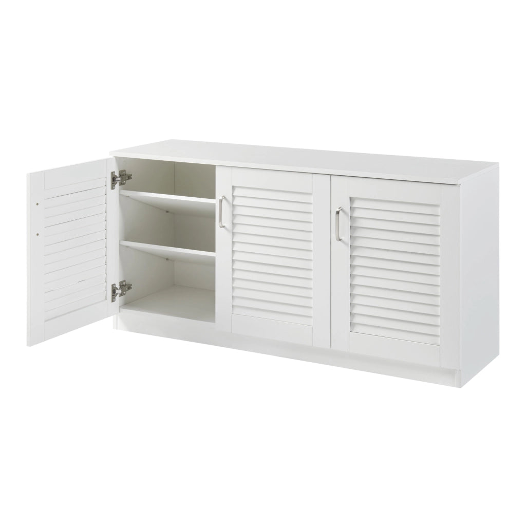 Armadio Scarpiera Løten con Ante a Persiana 62 x 125 x 36 cm Bianco [en.casa]