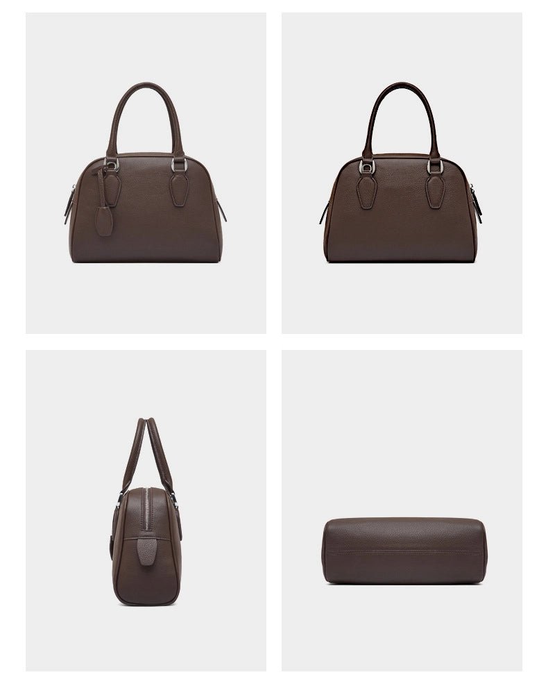 Borsa a tracolla da donna in vera pelle, marrone.