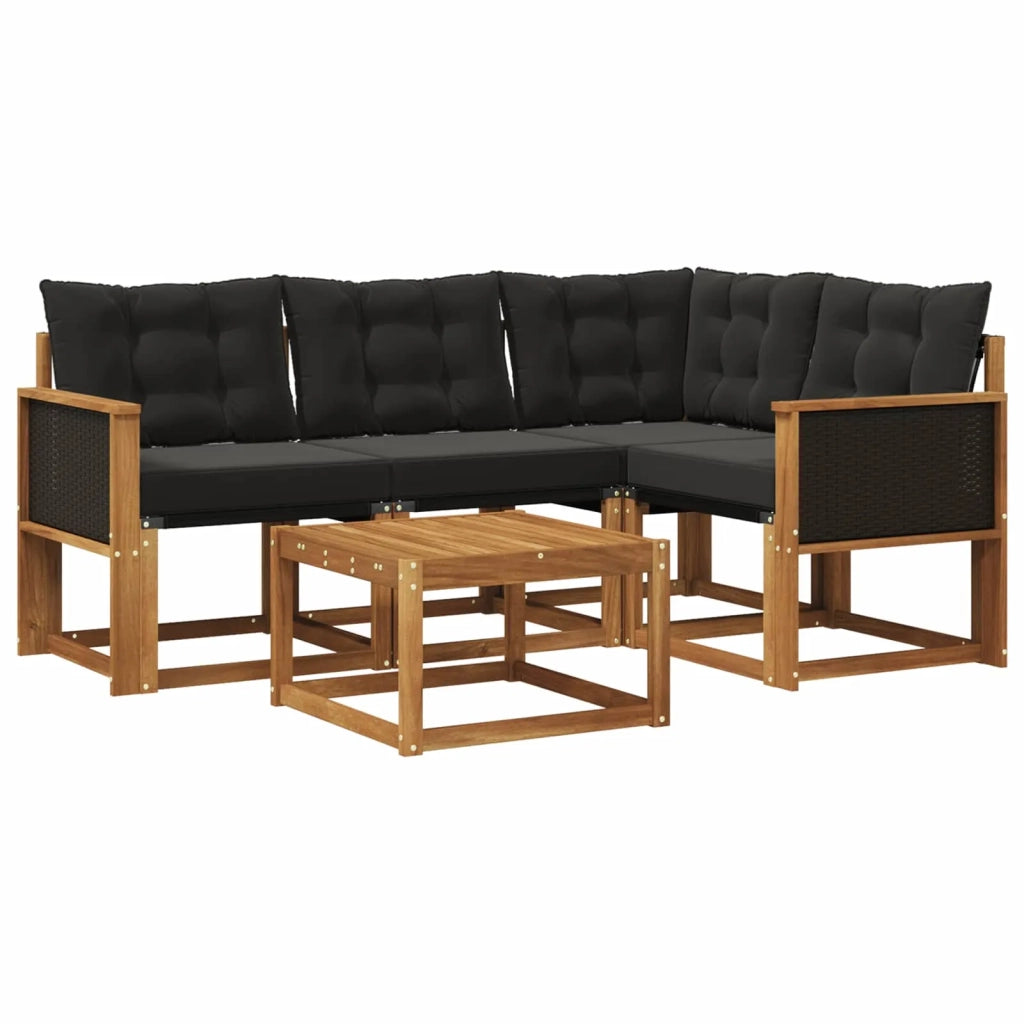 Set di divani da esterno 5 pz Naturale e Nero 3381928