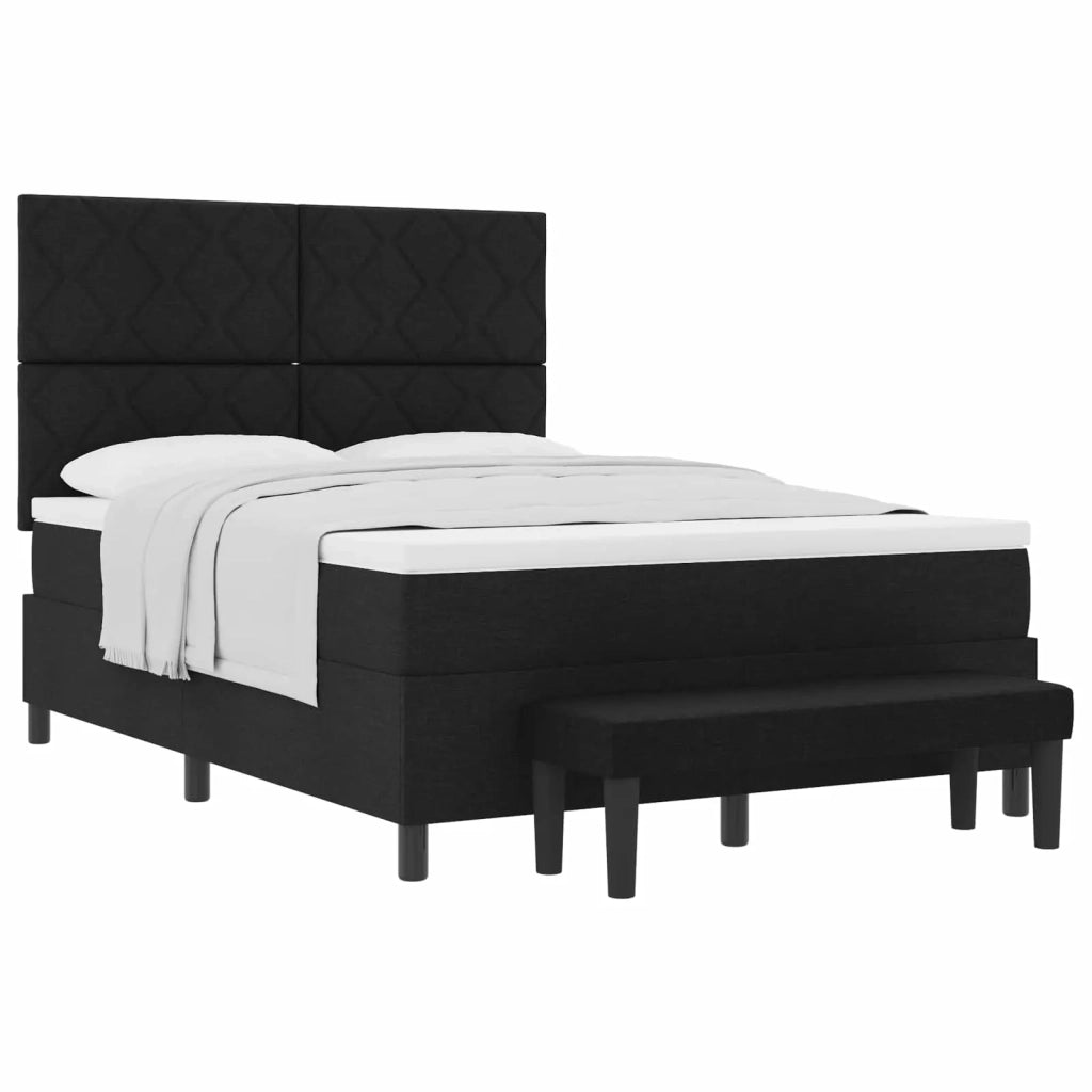 Letto a molle con materasso Nero 140 x 190 cm Tessuto 3344144