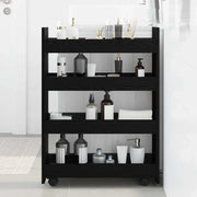 vidaXL Carrello di Stoccaggio Stretto Rovere Nero 60 x 20 x 82 cm