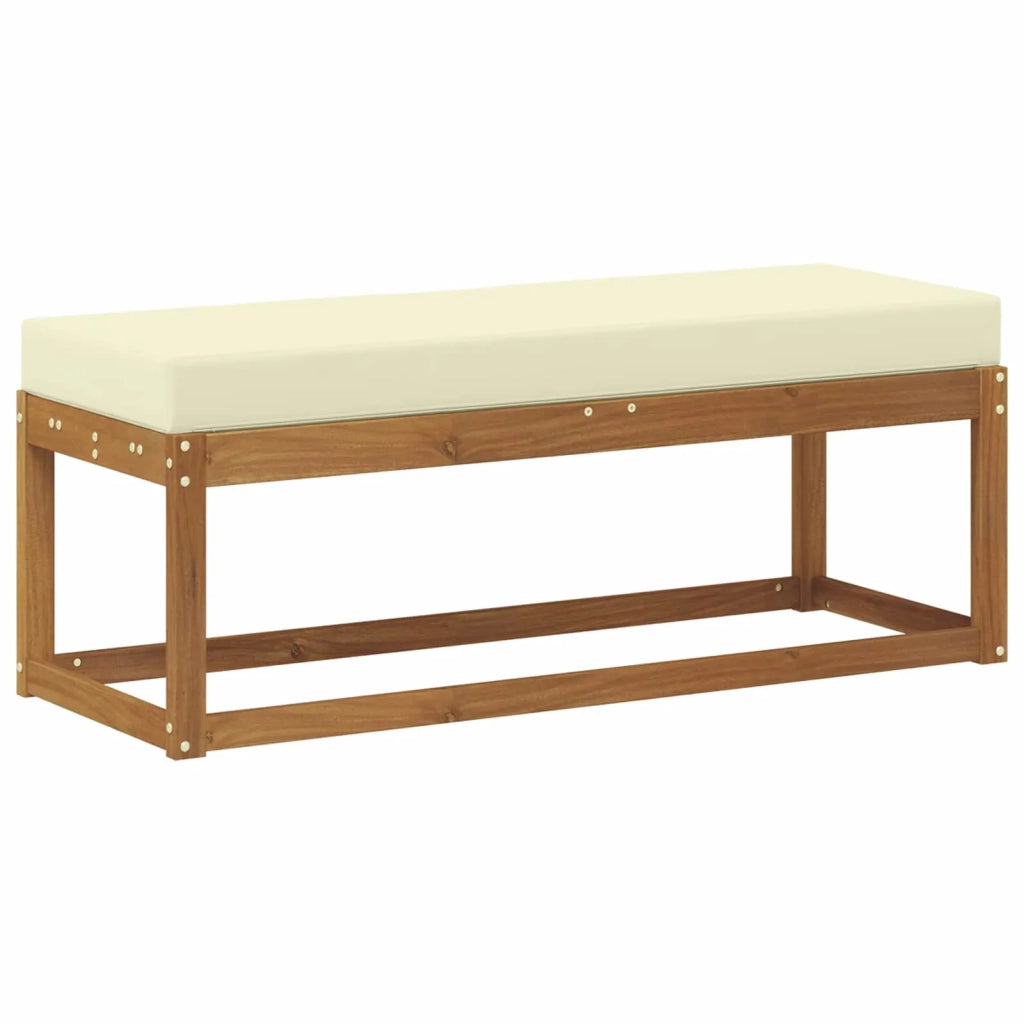 Sedia da giardino-Panca da esterno con cuscino Naturale e Crema 115 x 43 x 45 cm
