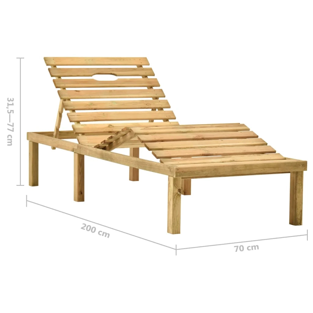 Lettino prendisole sedia a sdraio lettino prendisole letto da giardino mobili da esterno per patio 200 cm con tavolo e cuscino pino impregnato 02_0012688