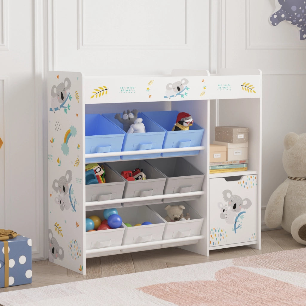 Scaffale per Cameretta Søndreland con 9 Scatole Pieghevoli 80x90x30 cm Design Koala [en.casa]