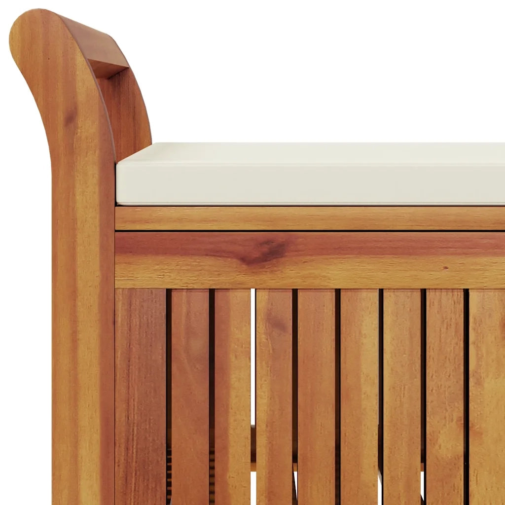 Panca Portaoggetti Giardino Cuscino 126cm Legno Massello Acacia cod mxl 43510