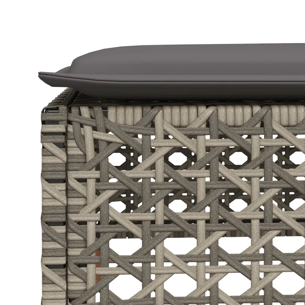 Sgabello Giardino con Cuscino Grigio 63,5x56x32cm in Polyrattan CFW3315309