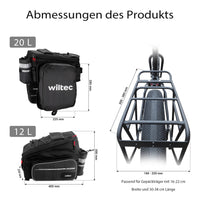 Borsa per portapacchi posteriore bici espandibile fino a 20 L grigia, impermeabile e multiuso, scomparto laptop ed elementi riflettenti