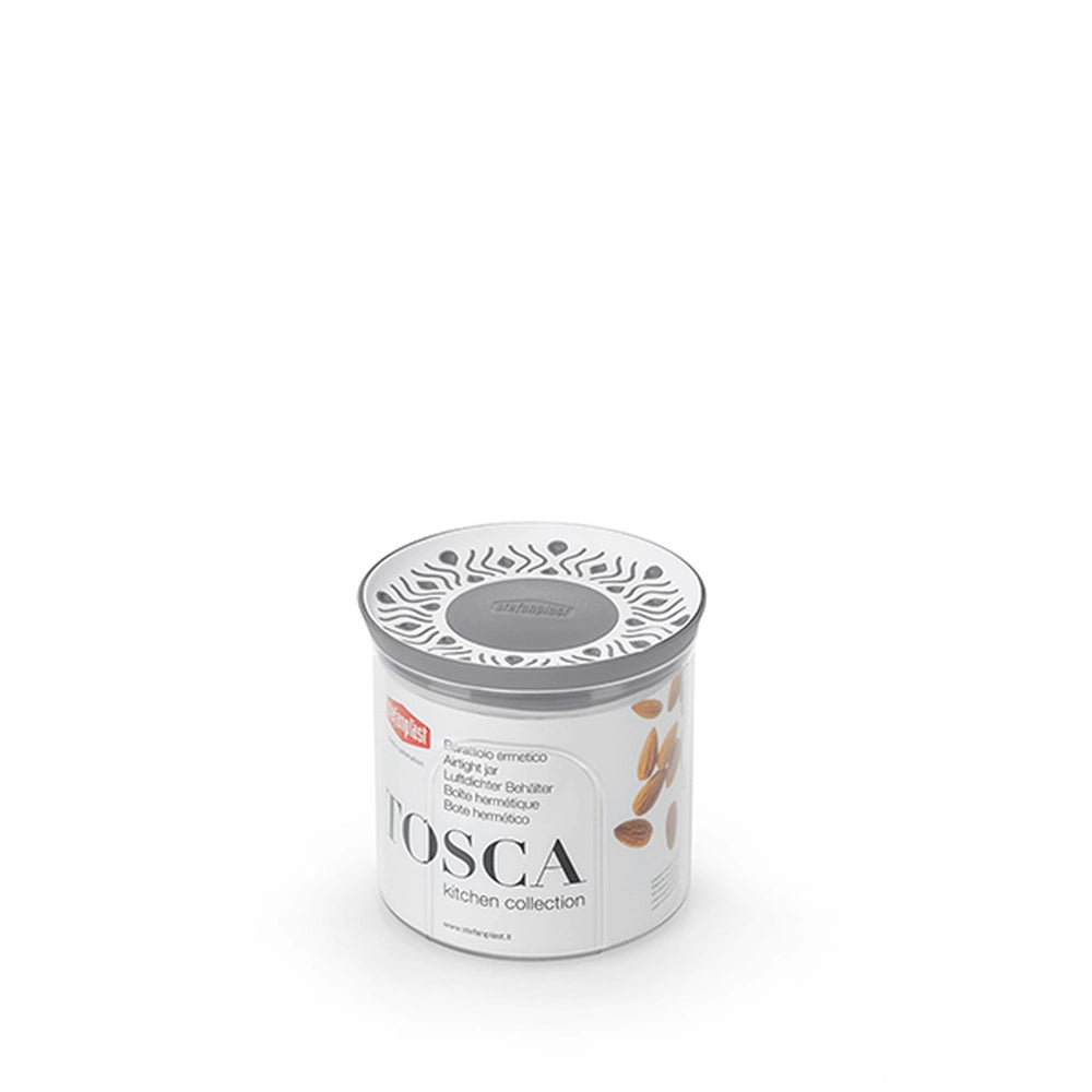 Barattolo Contenitore Ermetico Tondo Tosca Bianco Grigio 700 cc