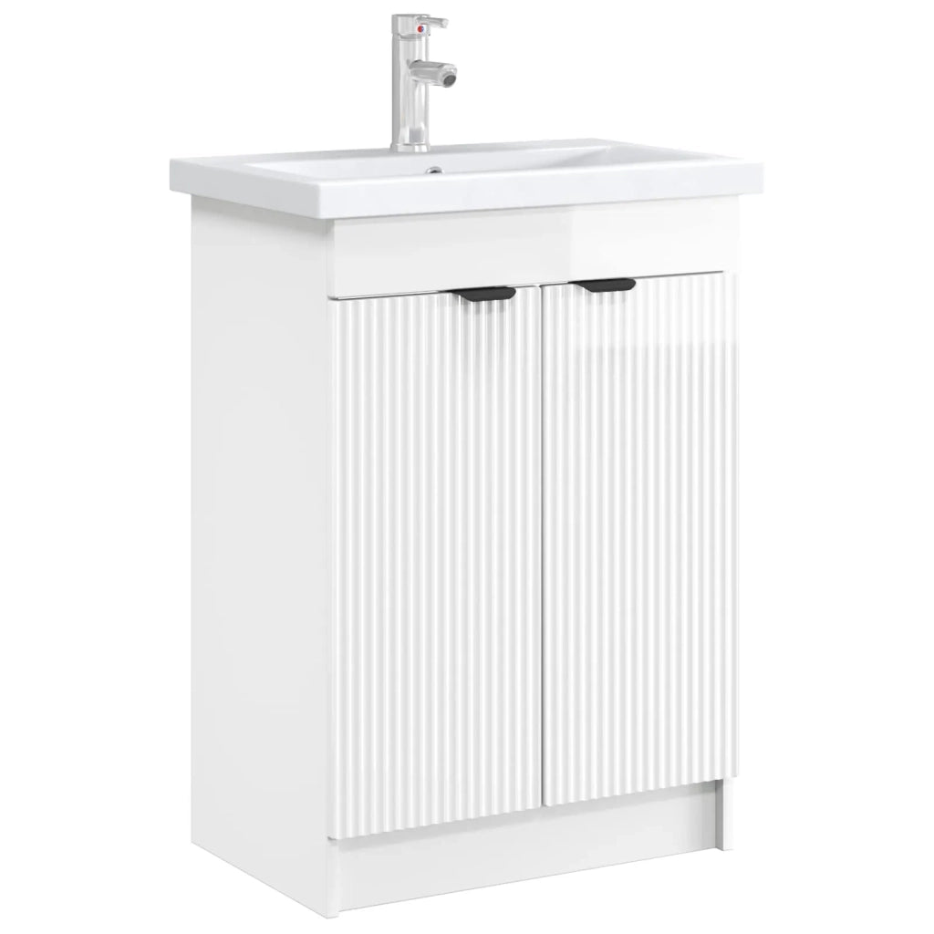 Mobiletto da bagno sotto il lavello Bianco Lucido 890098