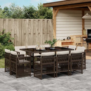 Set da Pranzo da Giardino 11 pz con Cuscini Polyrattan Marrone 3211029