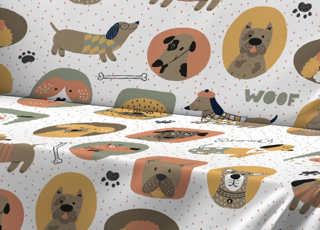 Telo Arredo Granfoulard Copritutto Salvadivano 100% Cotone Dis. Cani 25 GI - Matrimoniale - Cani 25