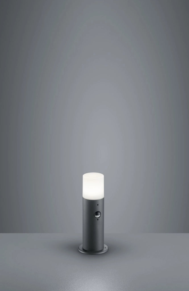 HOOSIC PALO LED CILINDRO ANTRACITE E DIFFUSORE BIANCO CON SENSORE DI MOVIMENTO H.30 CM 1 LUCE ATTACCO E27