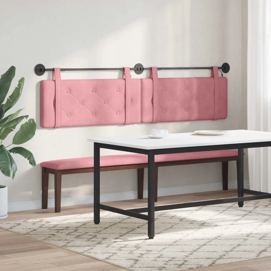 Testiera sospesa Con luce LED Rosa Velluto