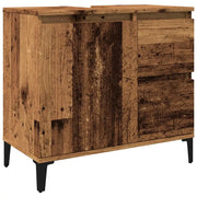 Mobiletto da bagno di design pratico e funzionale 65 x 33 x 60 cm finitura opaca in legno composito anticato 02_0051049