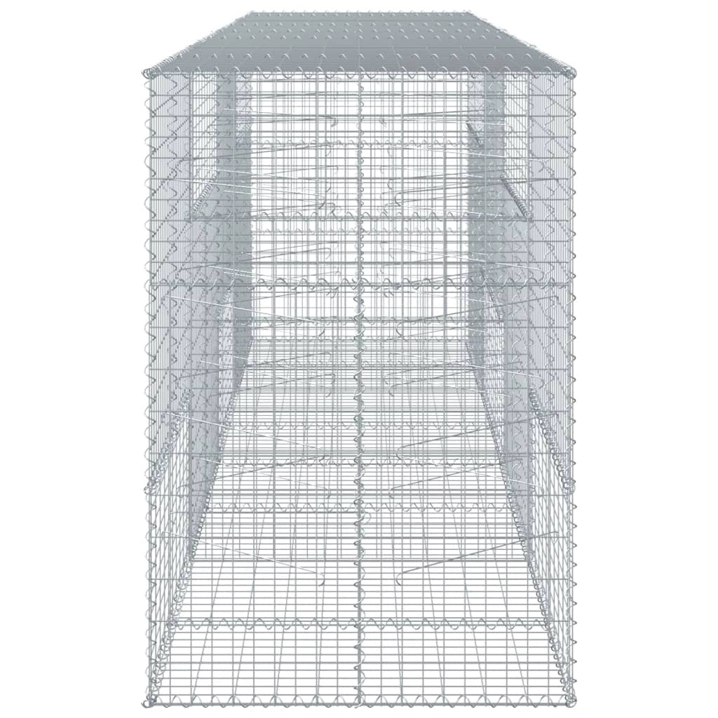 Gabbione recinto a gabbia muro di contenimento con coperchio 400 x 100 x 150 cm ferro zincato argento 02_0040160
