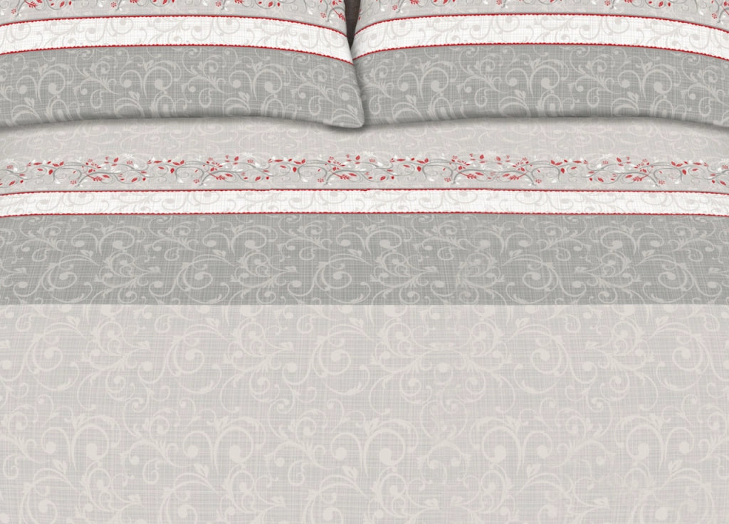 Completo Lenzuola Stiro Facile 100% Cotone Made Italy Effetto Seta Drappo - Matrimoniale - Grigio