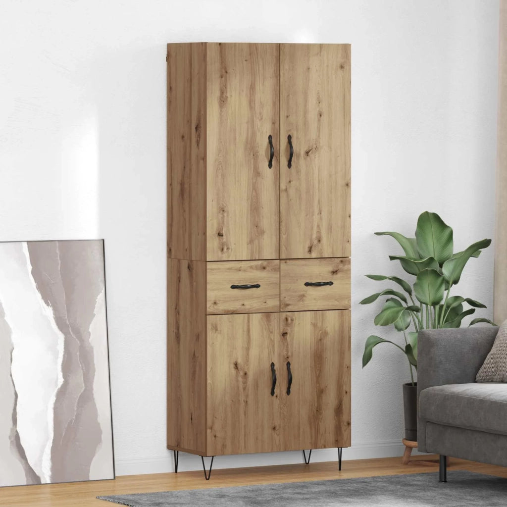 Credenza 2 pcs Rovere artigianale Legno ingegnerizzato e vetro 3415972