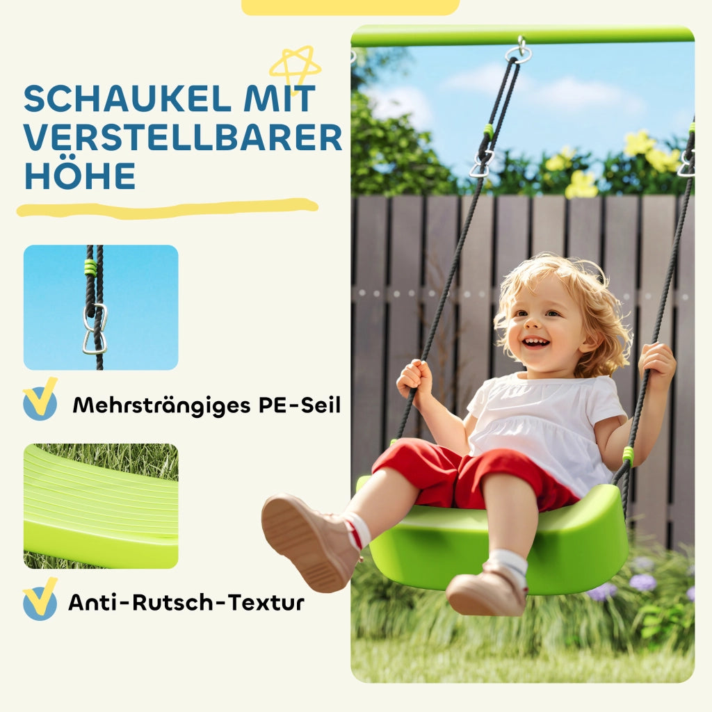 Set Schaukel 3 in 1 con Tenda e Anelli ¨C Zephmum ¨C Verde, Metallo e Plastica
