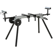 Base per troncatrici, tavolo da lavoro, nero e argento, prolunga laterale 123,5-245 cm