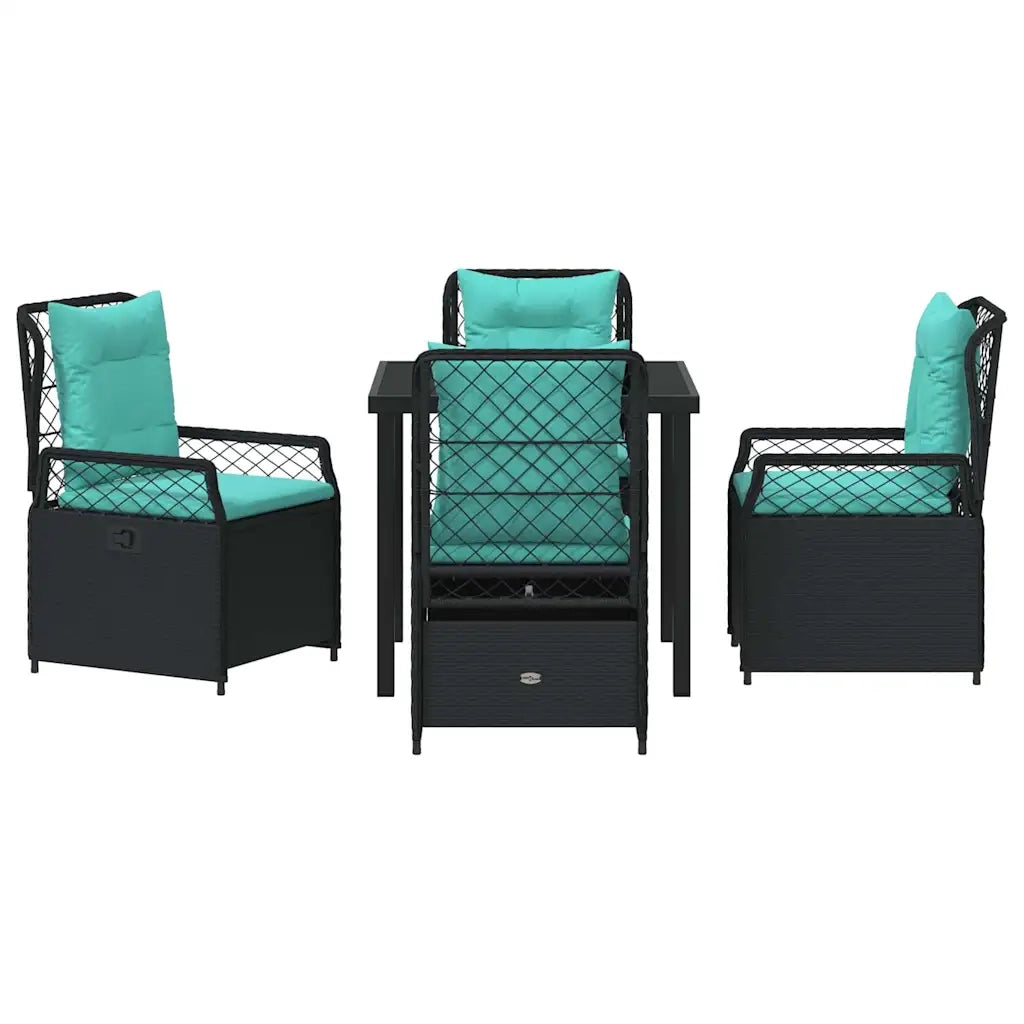 Set da Pranzo per Giardino 5 pcs Nero polyrattan 3381059