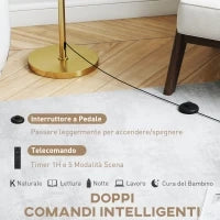 Lampada da Terra con Telecomando e Luminosità Regolabile 3000K-6000K, Paralume in Tessuto, Oro