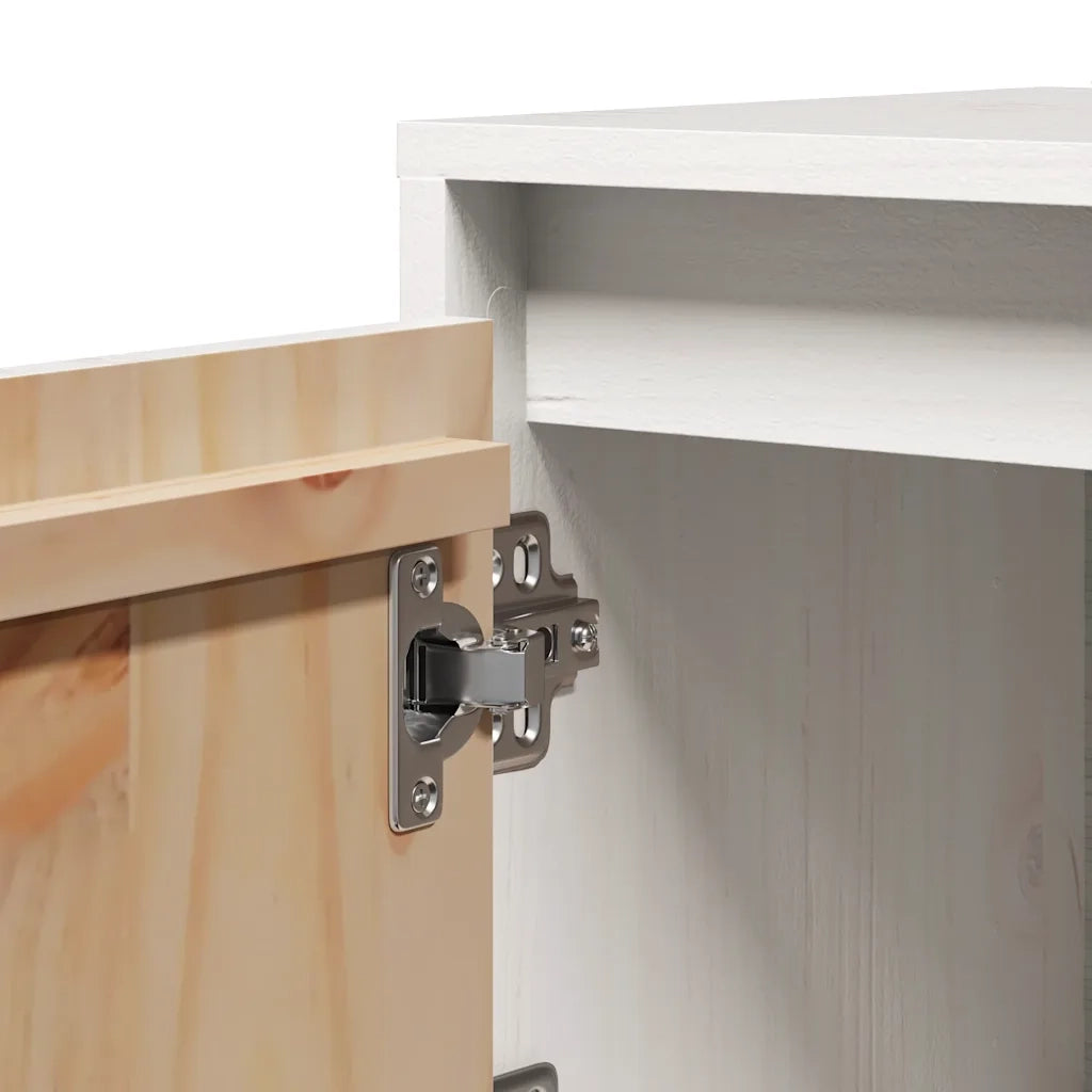 Comodino Bianco 40x30x40 cm in Legno Massello di Pino cod mxl 30775