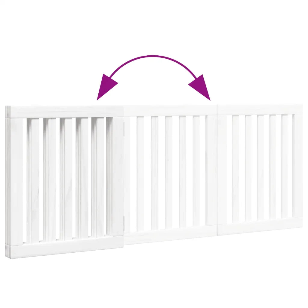 Cancello per Cani Pieghevole 3 Pannelli Bianco 150 cm Pioppo CFW5542464