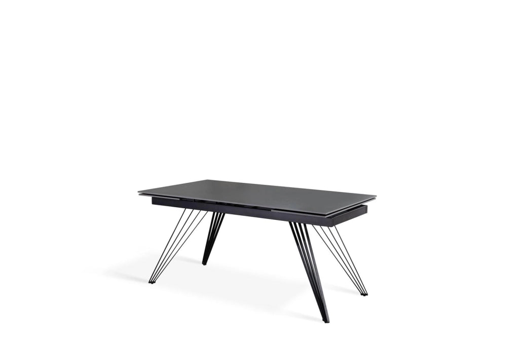Tavolo allungabile grigio vintage-nero opaco 90 cm x 160-240  cm cm H. 76 cm