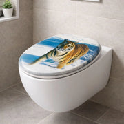 Sedile wc copri vater universale frizionato fantasia in mdf chiusura rallentata *** fantasia tiger, confezione 1