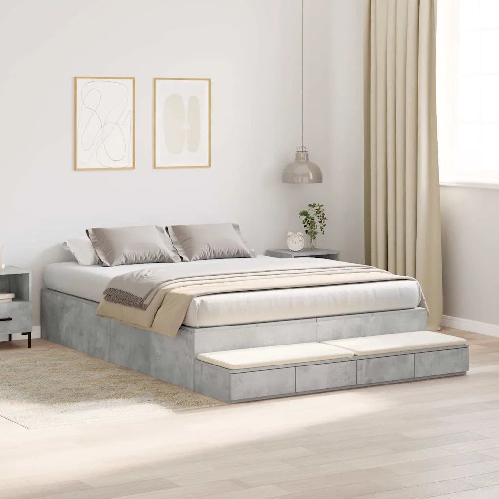 Struttura letto con contenitore Grigio cemento 150 cm 3335648