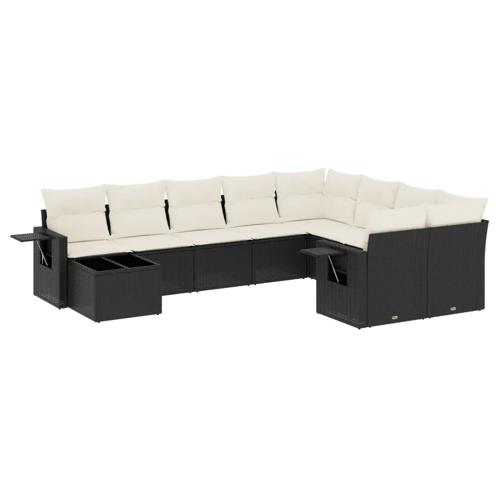 Set Divani da Giardino 10pz con Cuscini in Polyrattan Nerocod mxl 88869