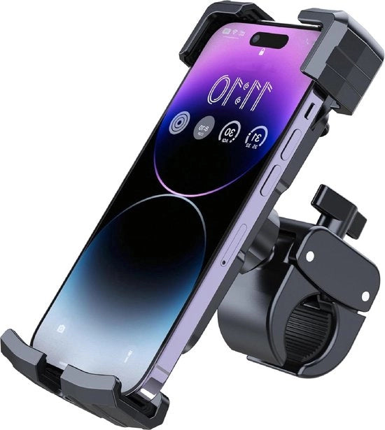Sostegno per Telefono per Bicicletta - Antishock - Sostegno Stabile per Smartphone per Bicicletta Scooter ecc - Sostegno per Telefoni da 4 a 7 pollici - Sostegno per Navigazione per Bicicletta Regolabile - Universale - Nero