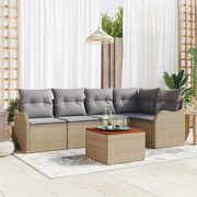 Set Divano da Giardino con cuscino 6 pcs Beige polyrattan