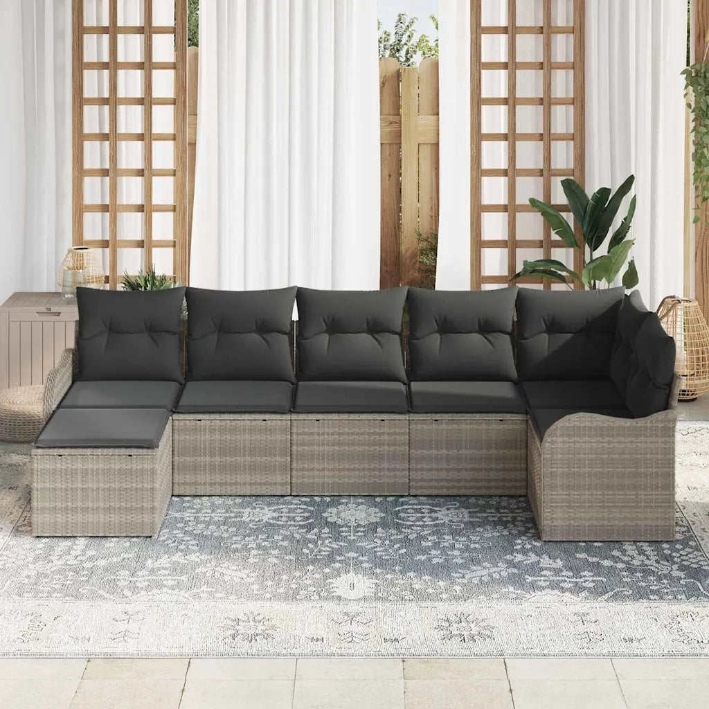 Set Divano da Giardino 7 pcs Grigio chiaro polyrattan 3345792