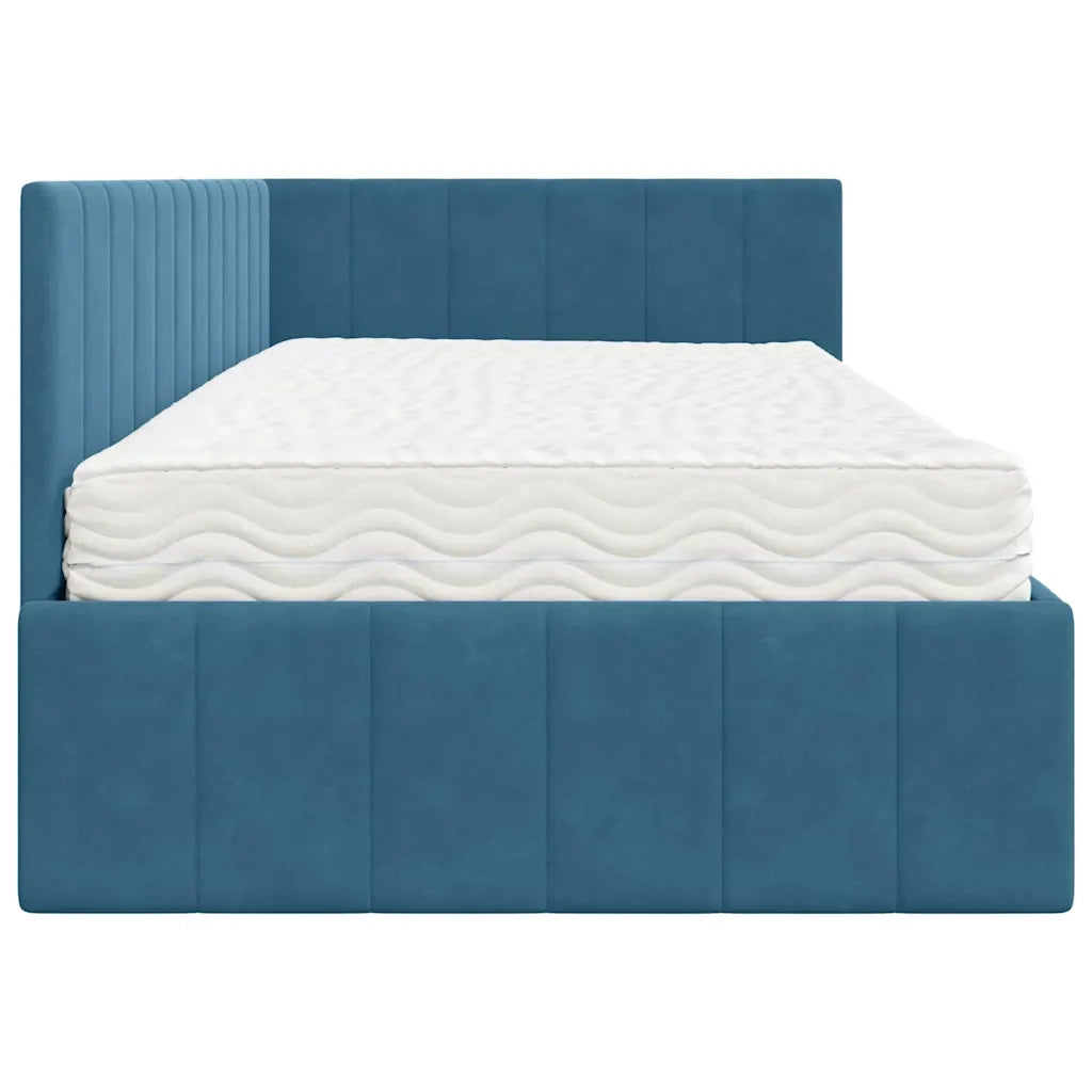 Struttura Letto Angolare con Materasso 2 pcs Blu Velluto 3393867