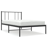 Letto singolo | Letto per adulti | Giroletto con Testiera in Metallo Nero 90x200 cm
